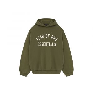 Худи Fear Of God Essentials военного цвета, вид спереди