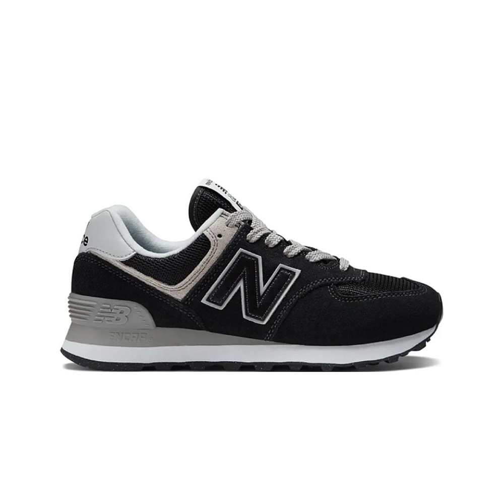 Кроссовки New Balance 574, Black: классические черные с серыми вставками, стильные для повседневного ношения