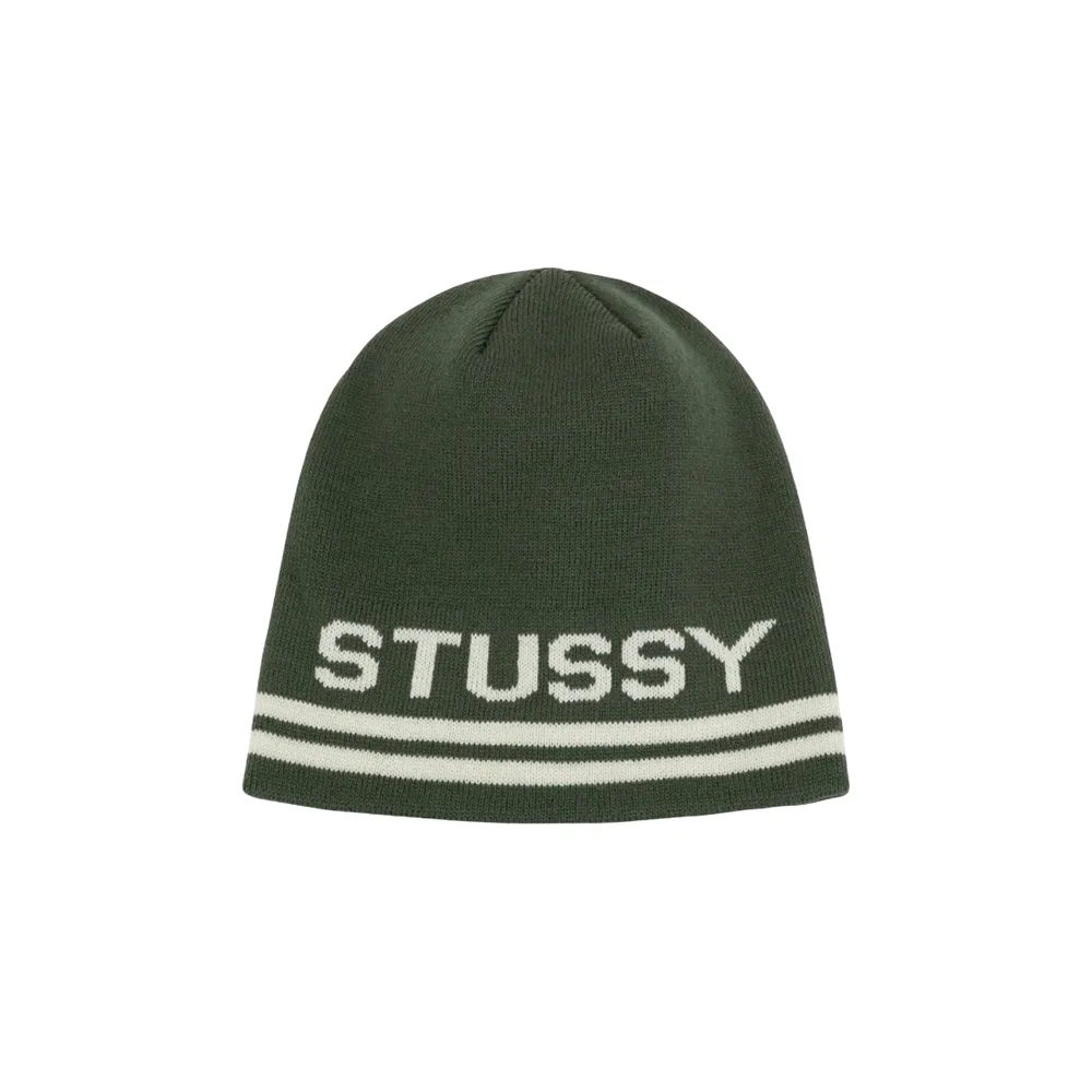 Шапка Stussy Stripe Skullcap Beanie Dark Green