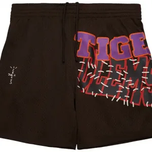 Шорты Cactus Jack by Travis Scott x Mitchell & Ness Clemson University Shorts 'Brown'