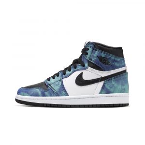 Женские кроссовки Nike Jordan 1 High с тай-дай принтом, вид сбоку