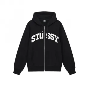 Худи Stüssy Block Sport Zip Hoody черного цвета (black), вид спереди, фирменный логотип на груди
