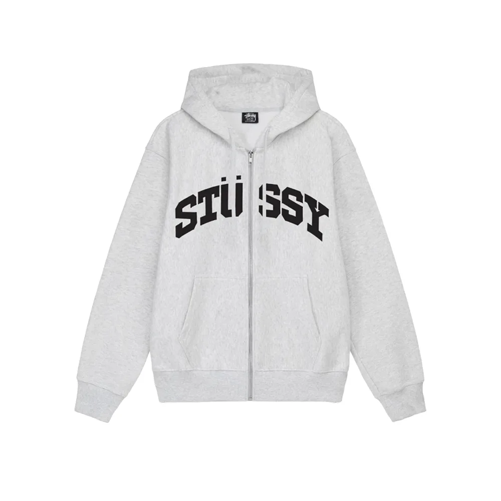 Stussy Block Sport Zip Hoodie 'Ash Heather'