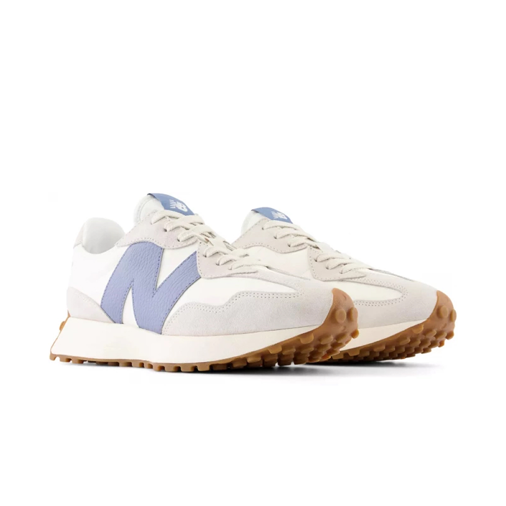 Кроссовки New Balance 327, Mercury Blue, светлый дизайн, синие акценты, прочная подошва, модный выбор