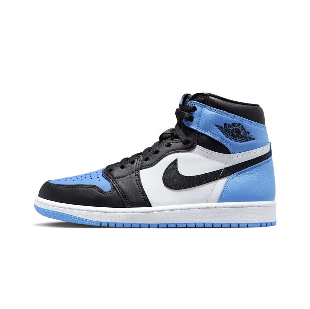 Кроссовки Nike Jordan 1 High сине-белые, вид сбоку