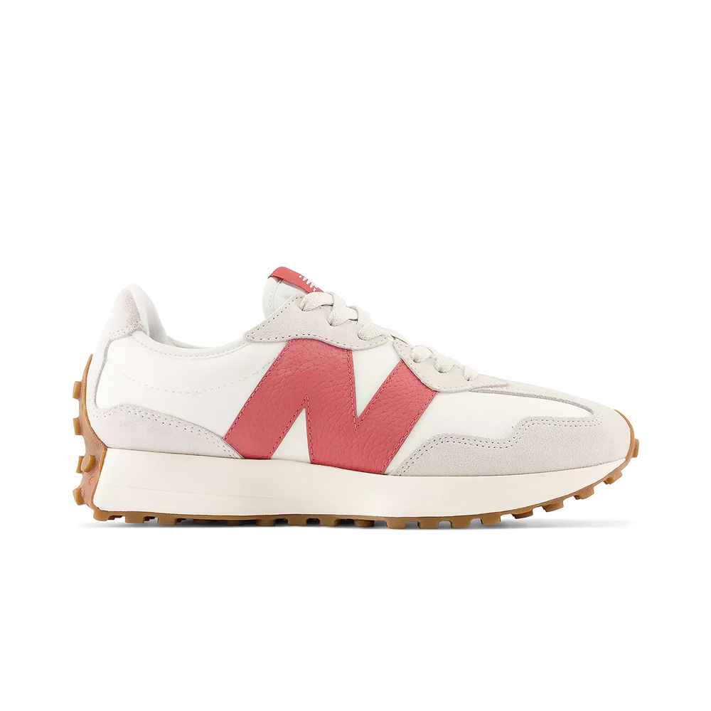 Кроссовки New Balance 327, Astro Dust: светло-серые с розовым логотипом, стильный ретро-дизайн