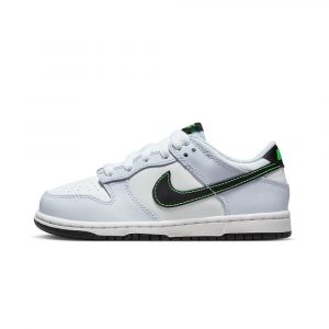 Кроссовки детские Nike Dunk low Football Grey Green Strike PS белые с серым, зеленые акценты, стильные