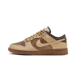 Кроссовки Nike Dunk Low светло-бежевые из hemp-материала, вид сбоку