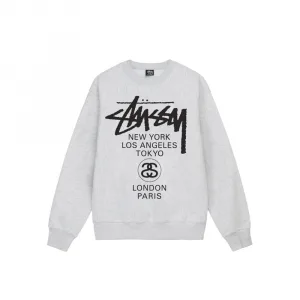 Stussy World Tour Crew Sweat Ash Heather
