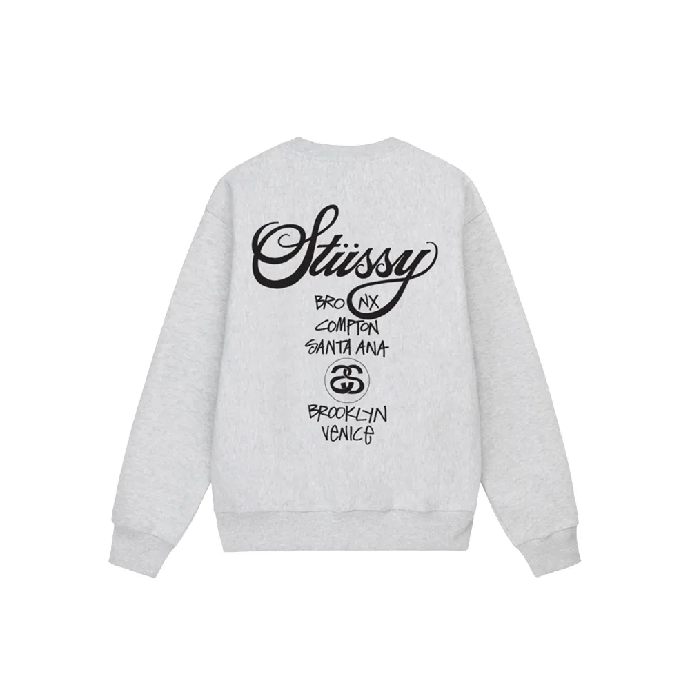 Stussy World Tour Crew Sweat Ash Heather
