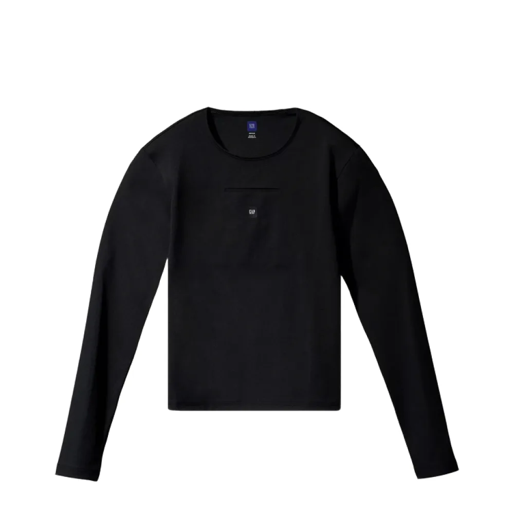 Лонгслив Yeezy Gap Balenciaga чёрного цвета, вид спереди, фирменный логотип на груди