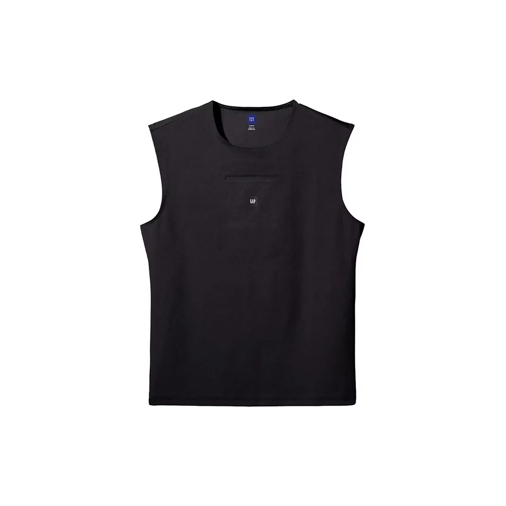 Майка Yeezy Gap Balenciaga черного цвета, вид спереди, минималистичный дизайн