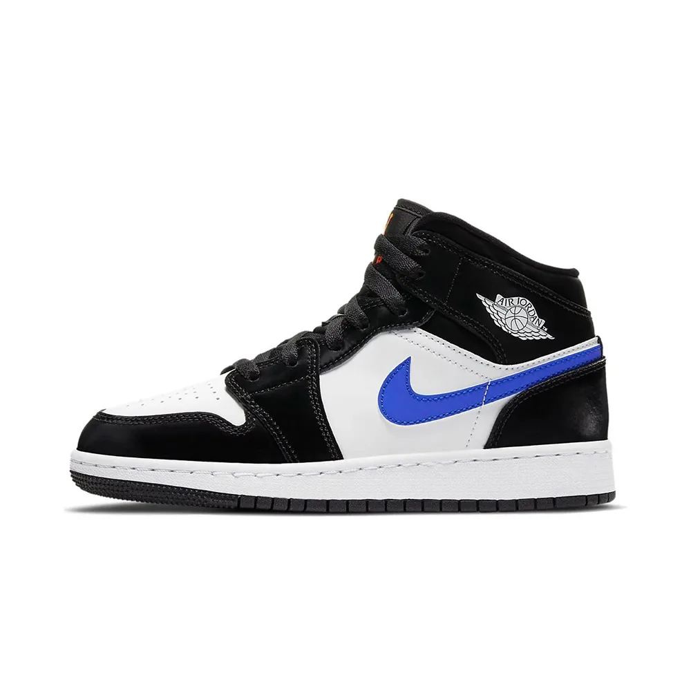 Кроссовки Nike Air Jordan 1 Mid Black Racer Blue White (GS) 554725-084