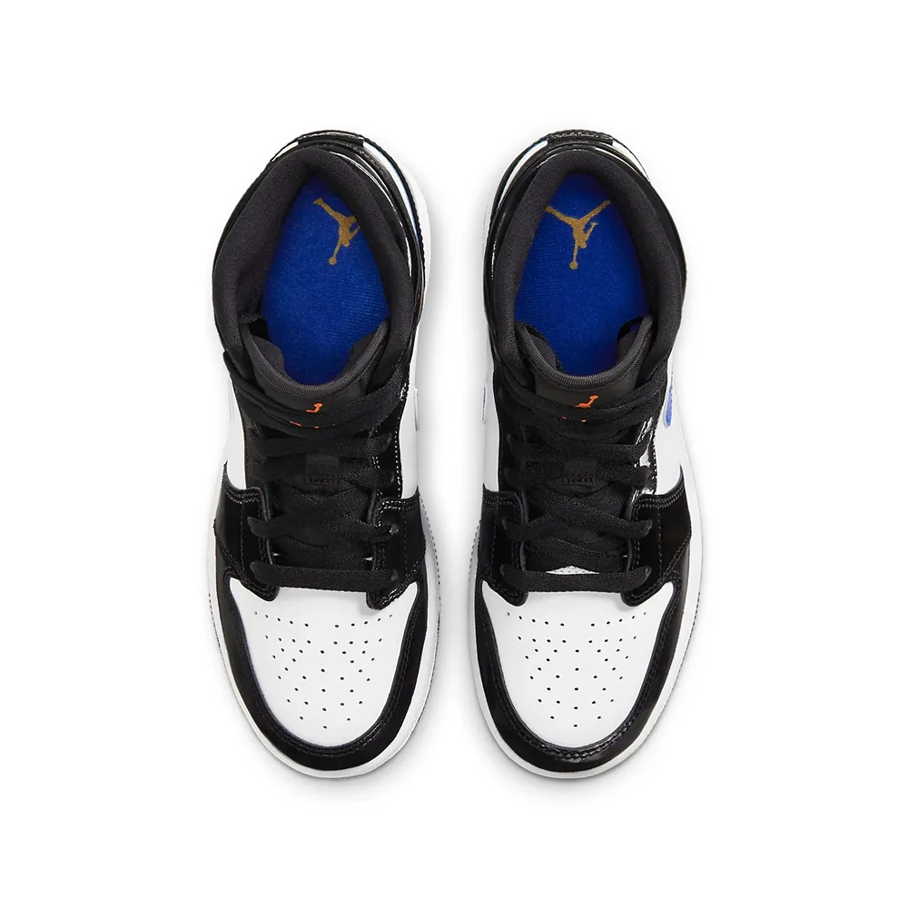 Кроссовки Nike Air Jordan 1 Mid Black Racer Blue White (GS) 554725-084