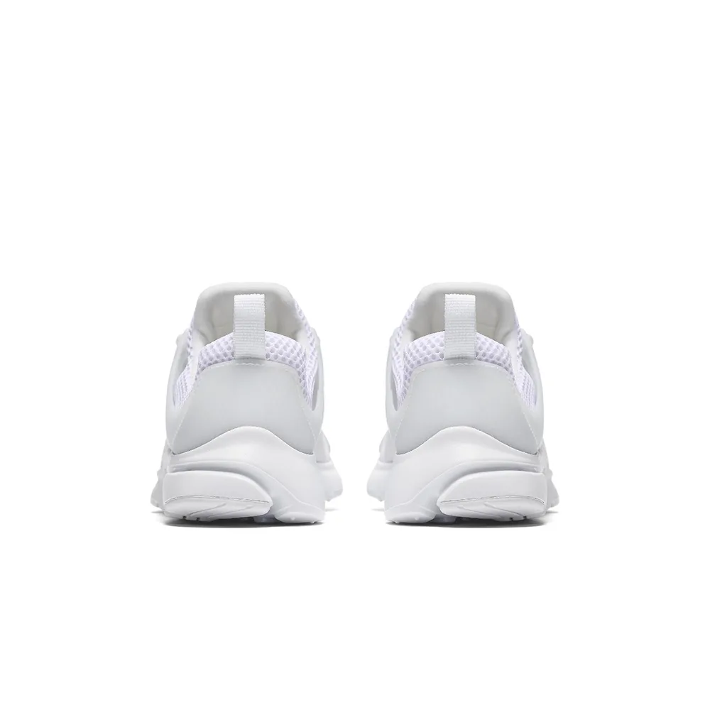 Задний ракурс Nike Air Presto Triple White (GS): лёгкая текстура и амортизация для минималистичного вида