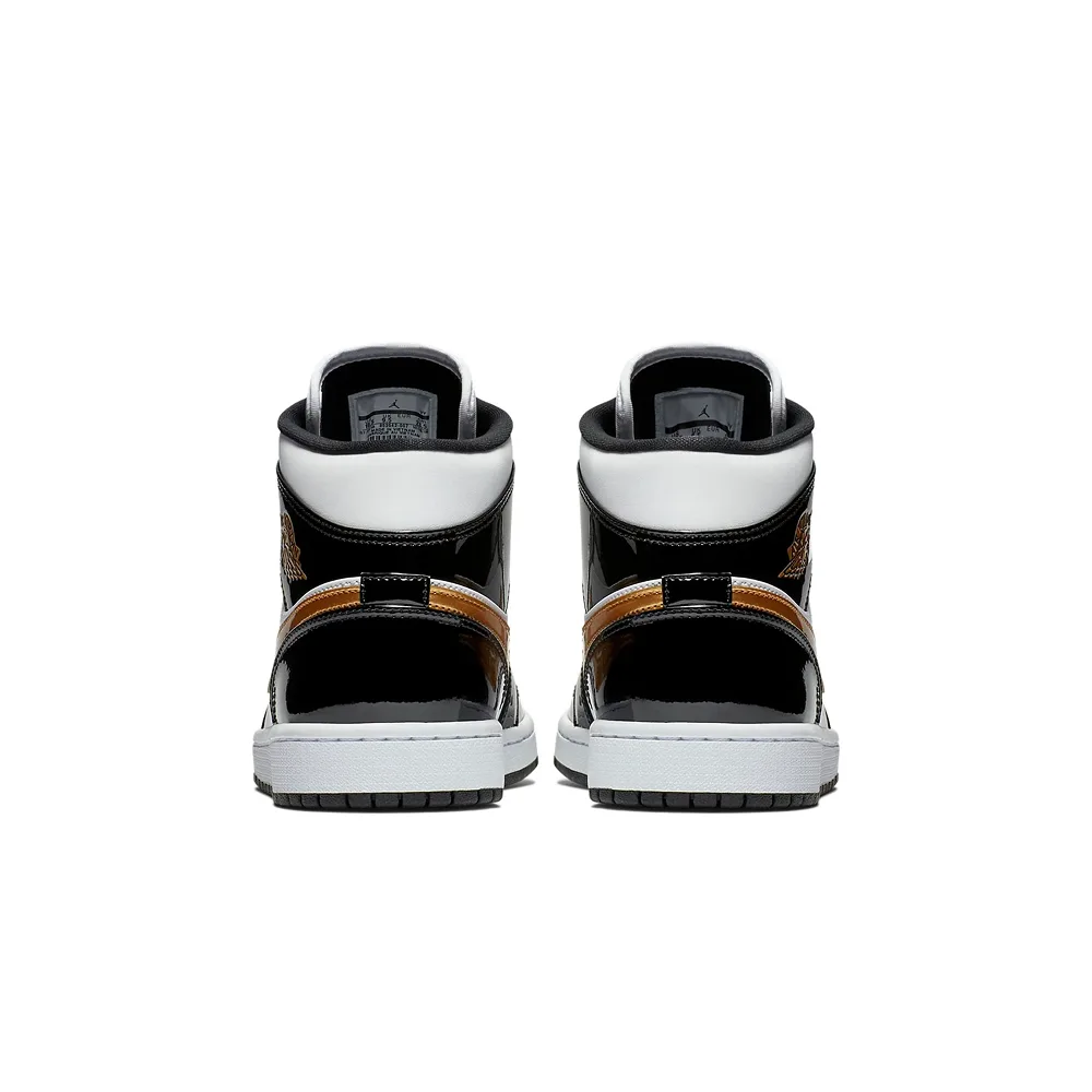 Кроссовки Nike Air Jordan 1 Mid Patent Black Gold