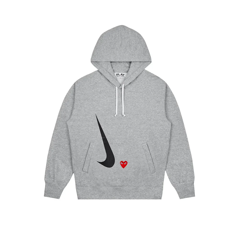 Худи Comme des Garcons Play х Nike серое, вид спереди