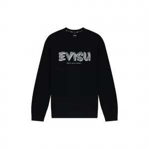 Evisu Logo Embroidery Oversized Sweatshirt Black