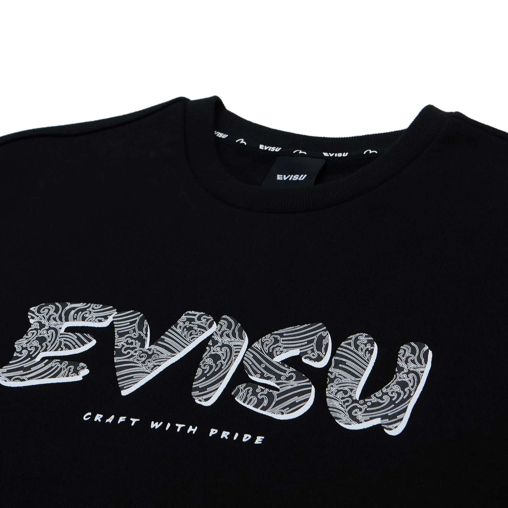 Evisu Logo Embroidery Oversized Sweatshirt Black