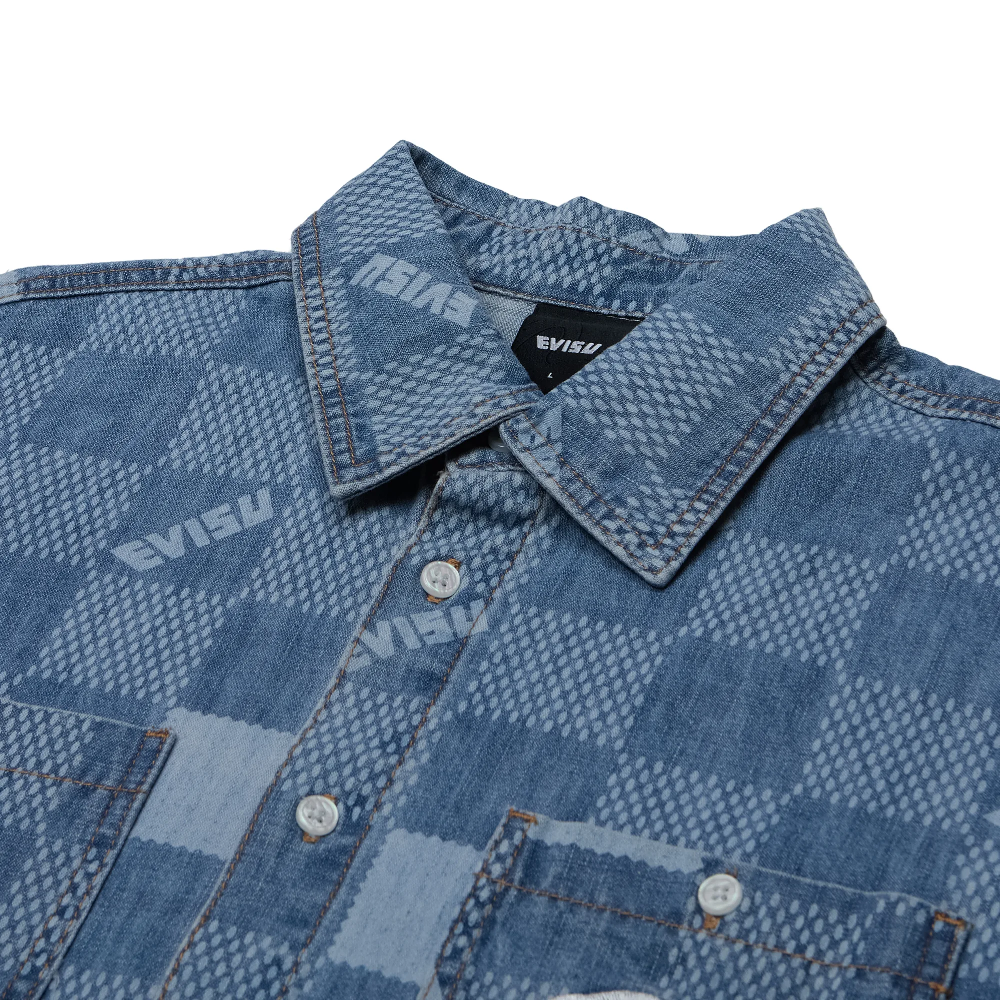 Рубашка джинсовая Evisu Checker Flame Denim Overfit