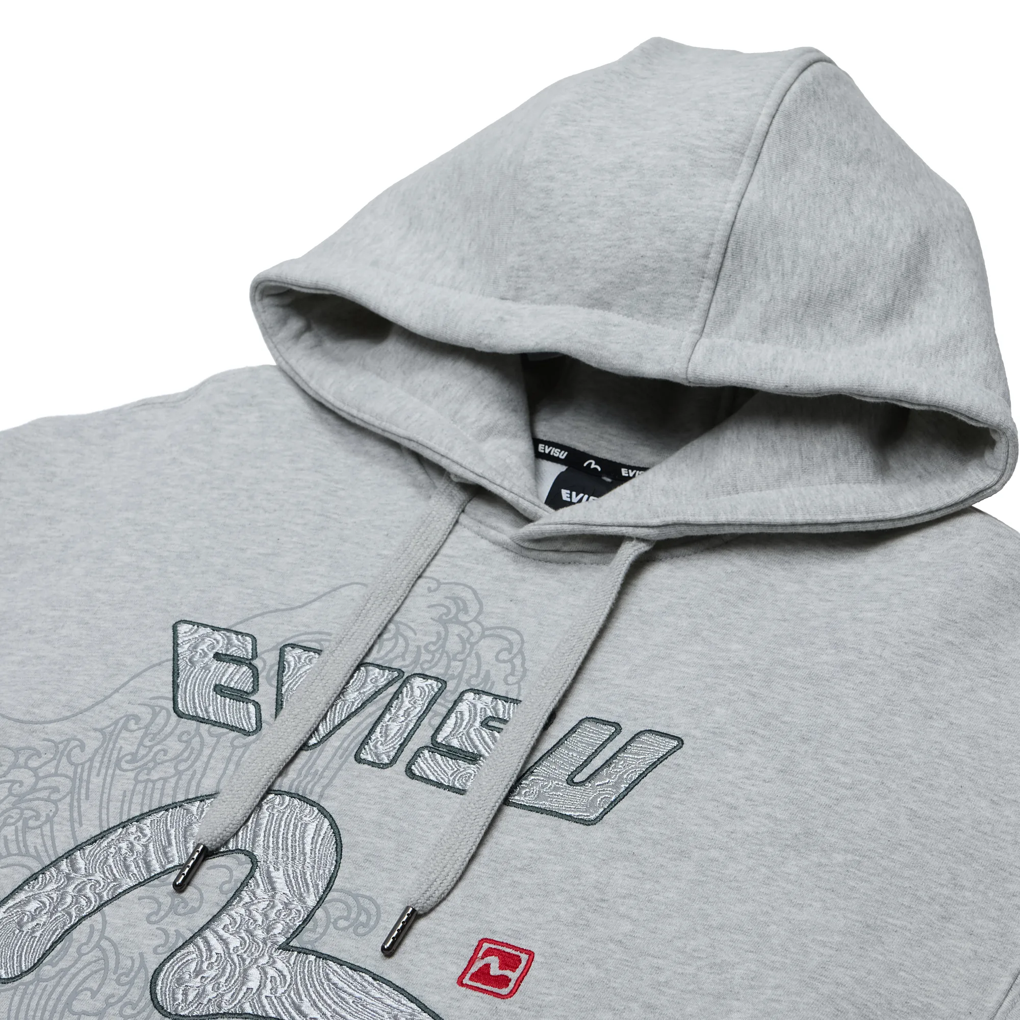 Худи Evisu Hills Wave Embroidery Loose Fit Hoodie Light Gray