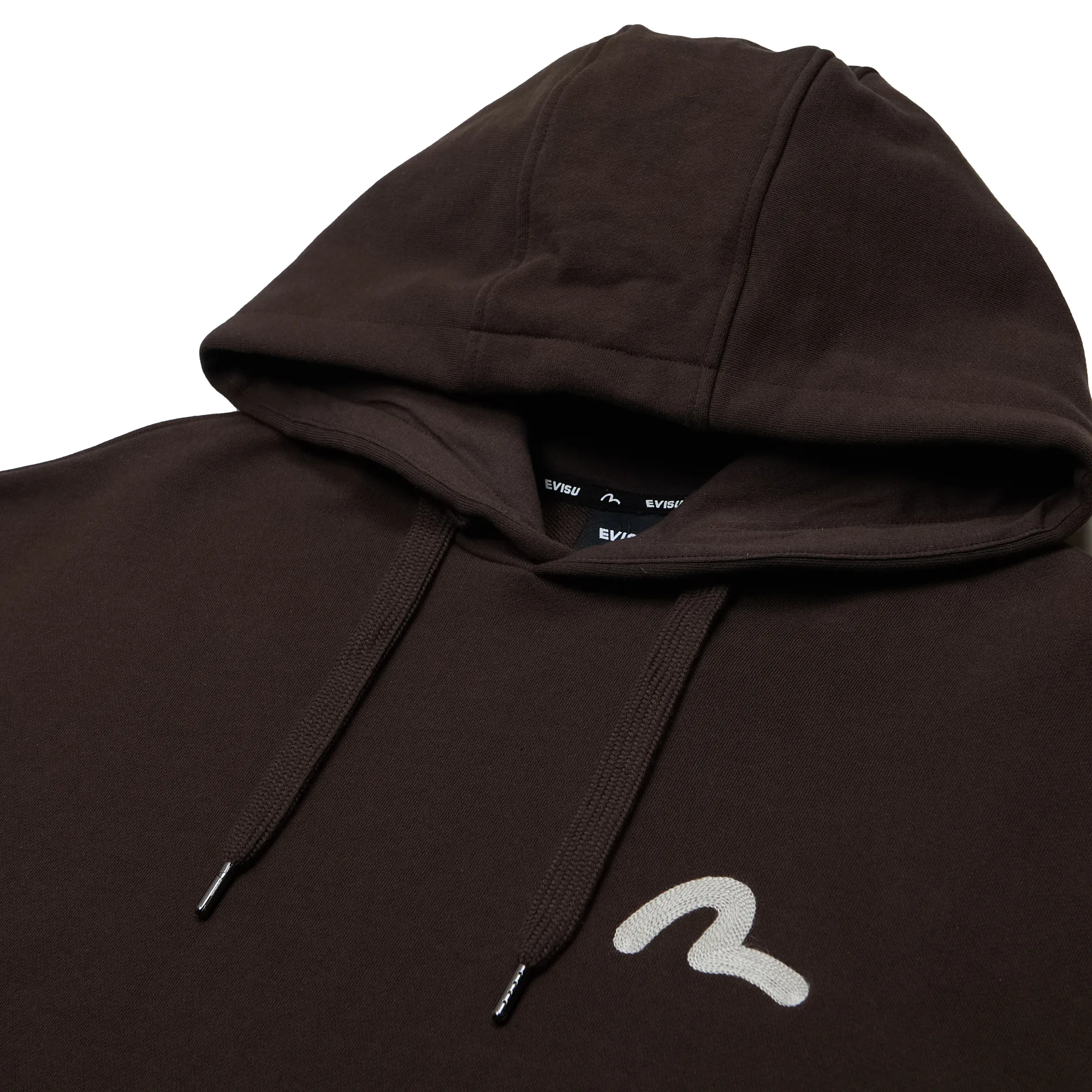 Evisu Seagull Print Hoodie Dark Brown