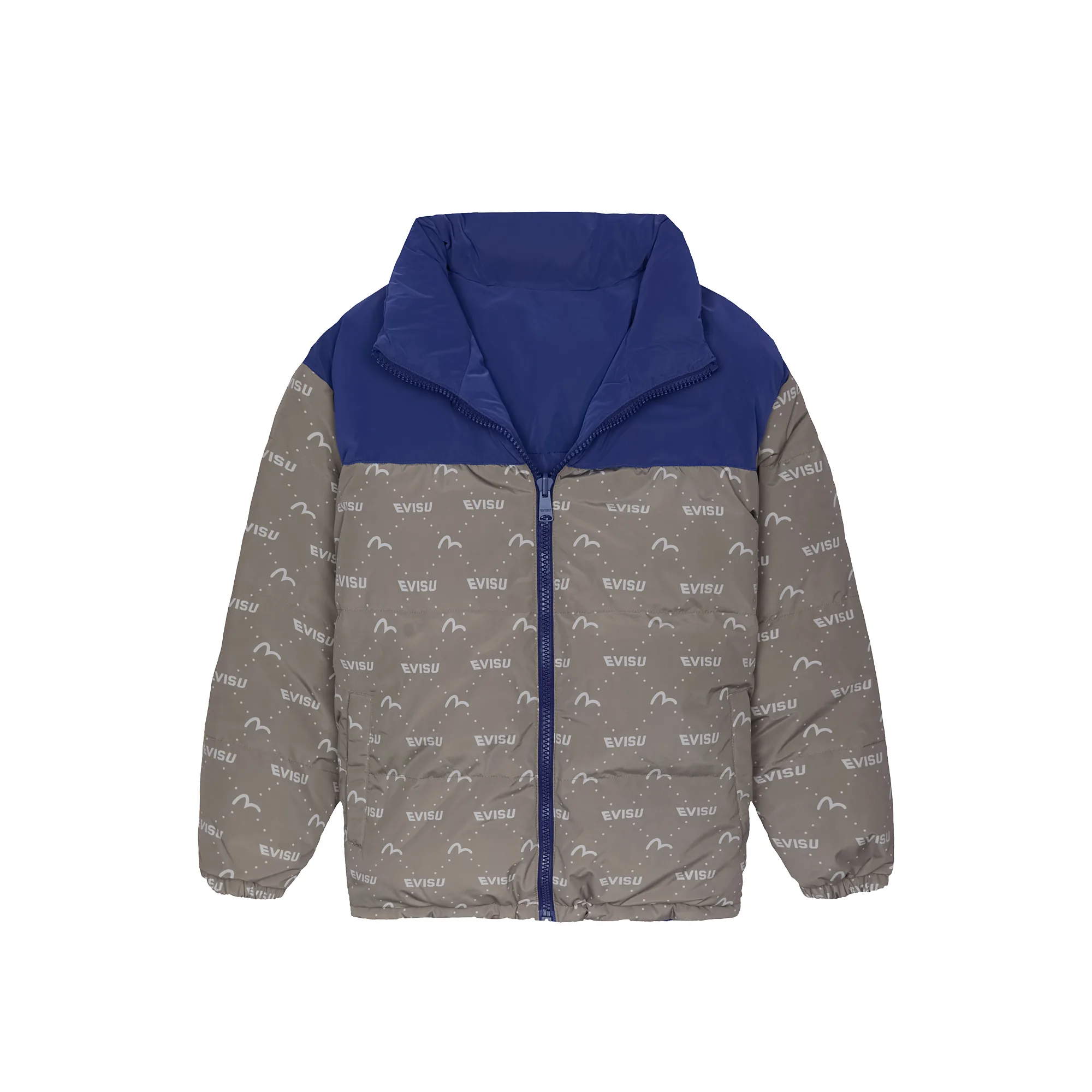 Пуховик Evisu Monogram Reversible Down Jacket Beige