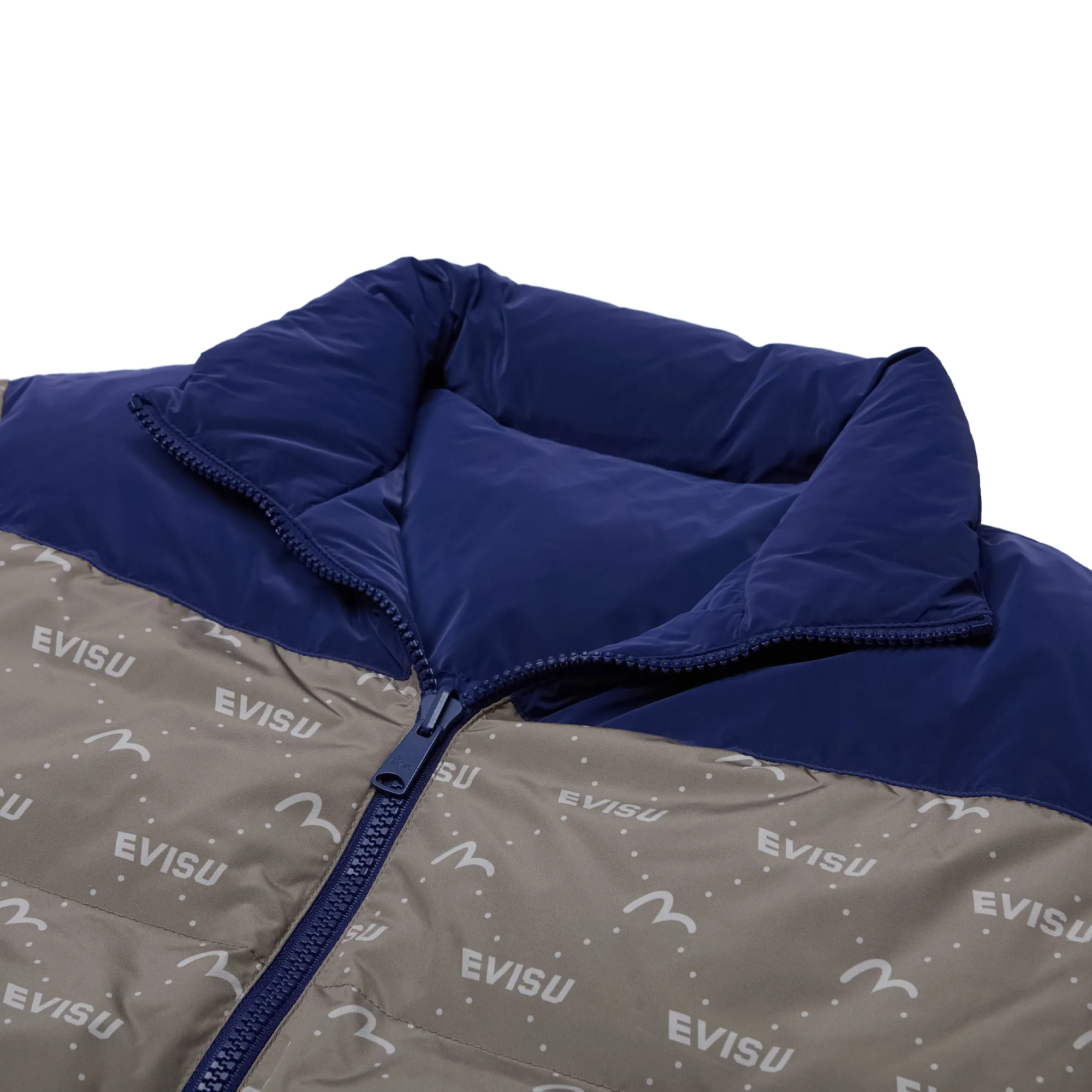 Пуховик Evisu Monogram Reversible Down Jacket Beige