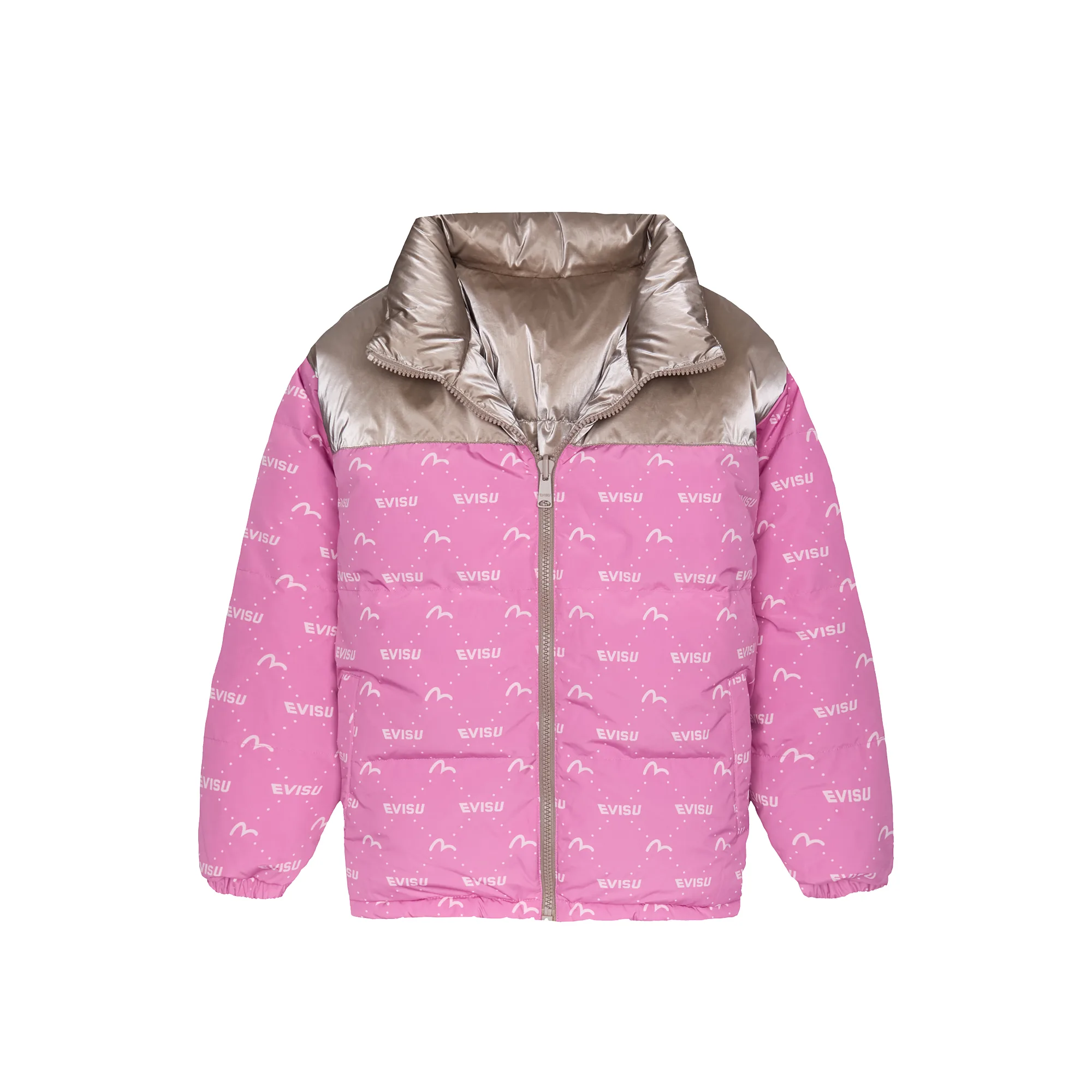 Evisu Monogram Reversible Down Jacket Pink