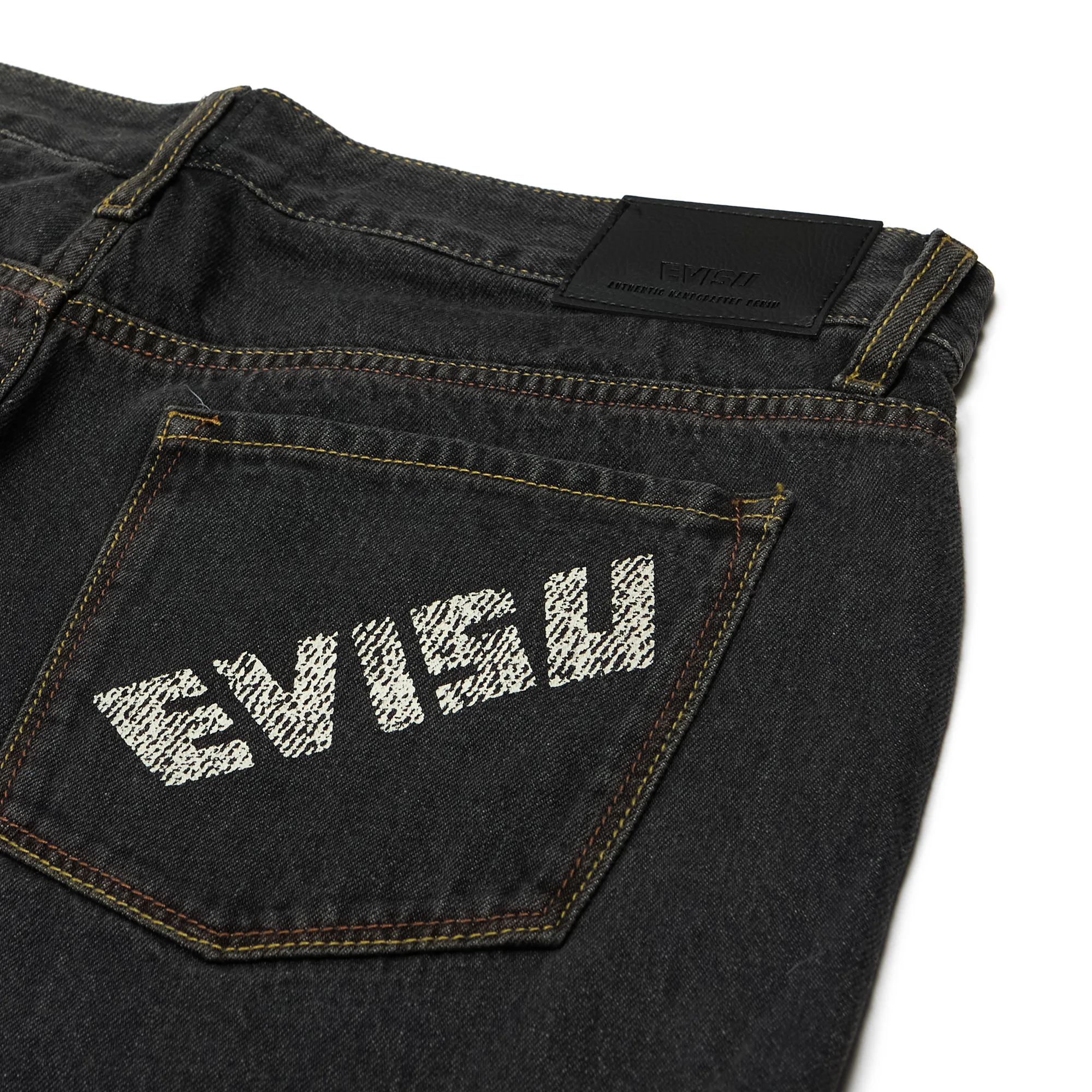 Джинсы Evisu Logo Print Tapered Jeans Washed Black EW3MDP701-BLK