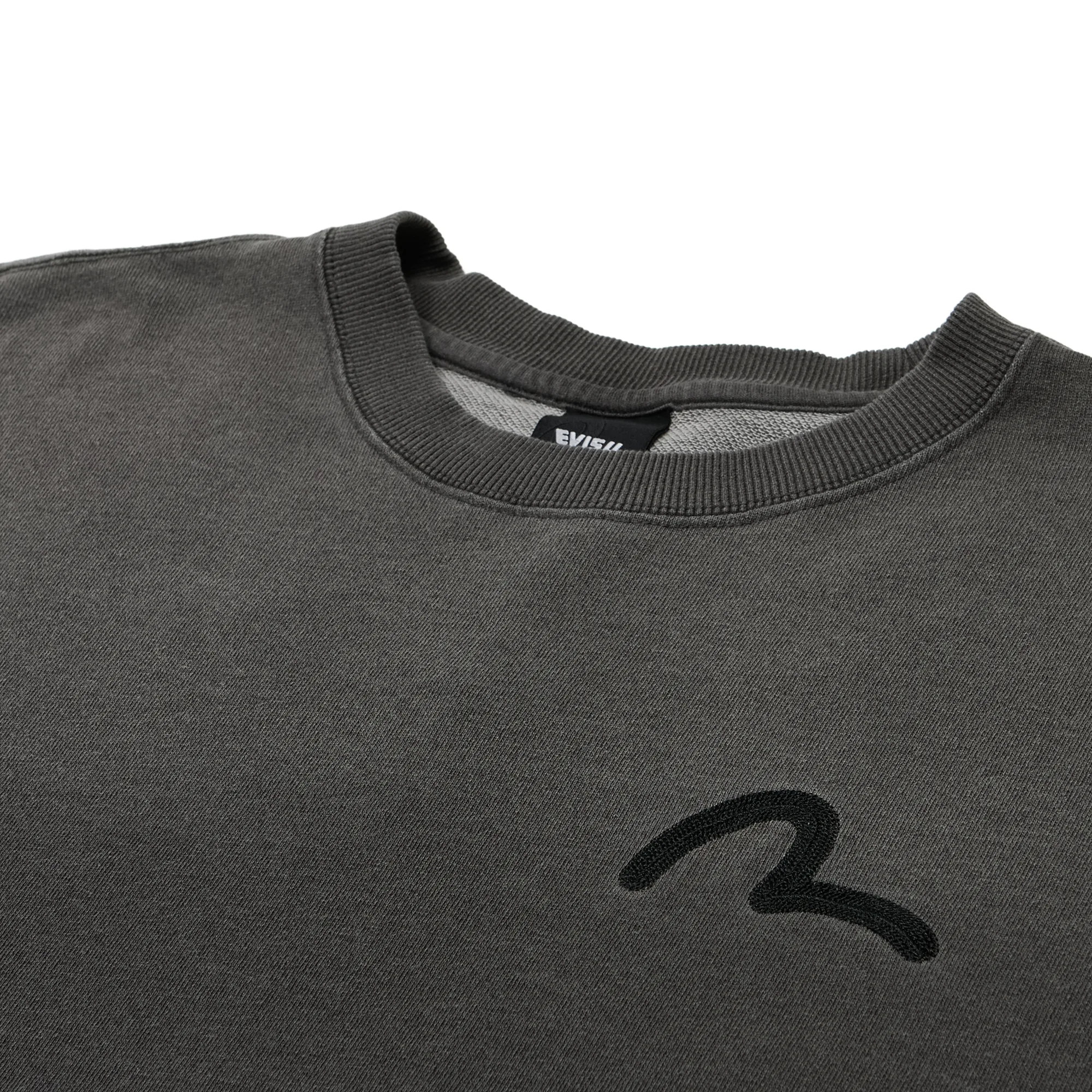 Свитшот Evisu Sweatshirt Acid-wash and Distressed Seagull Appliqué Relax Fit Black EW3MTS701-BLK