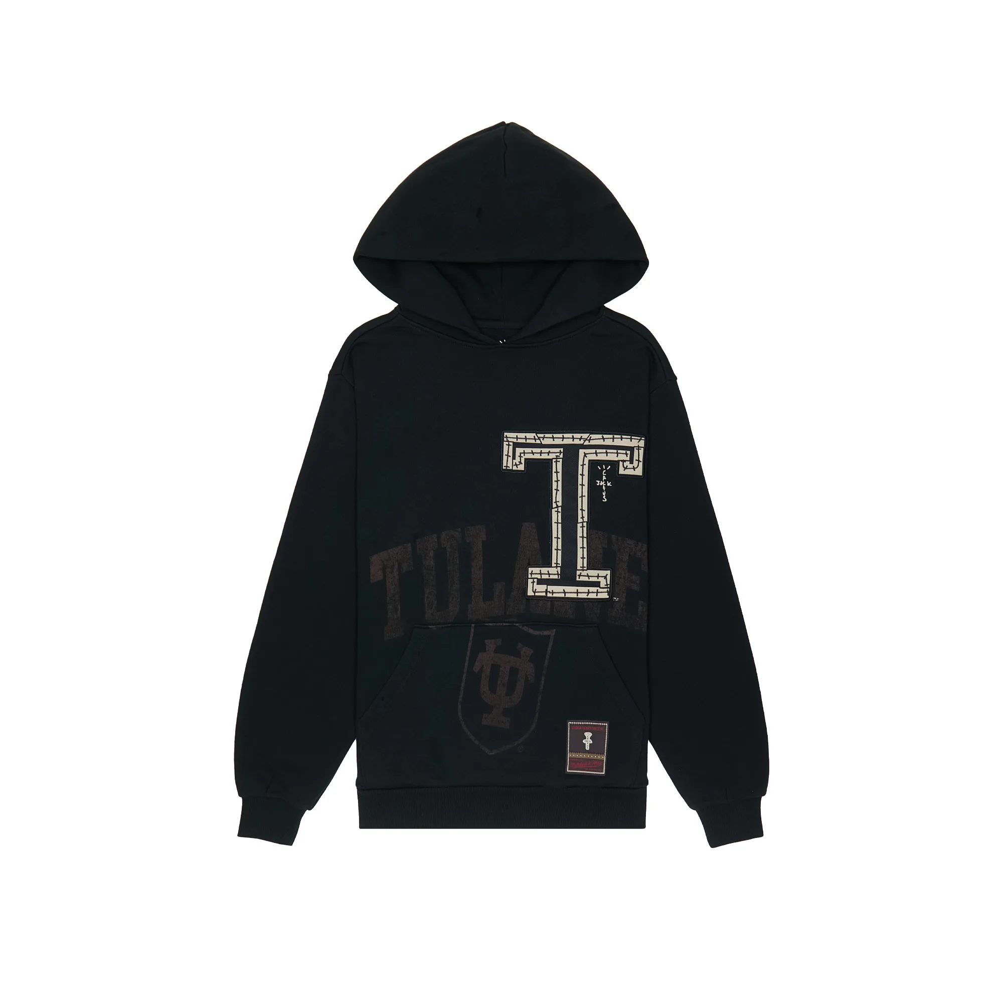 Худи Travis Scott x Mitchell & Ness Tulane Green Wave Overlap Pullover Hoodie Black