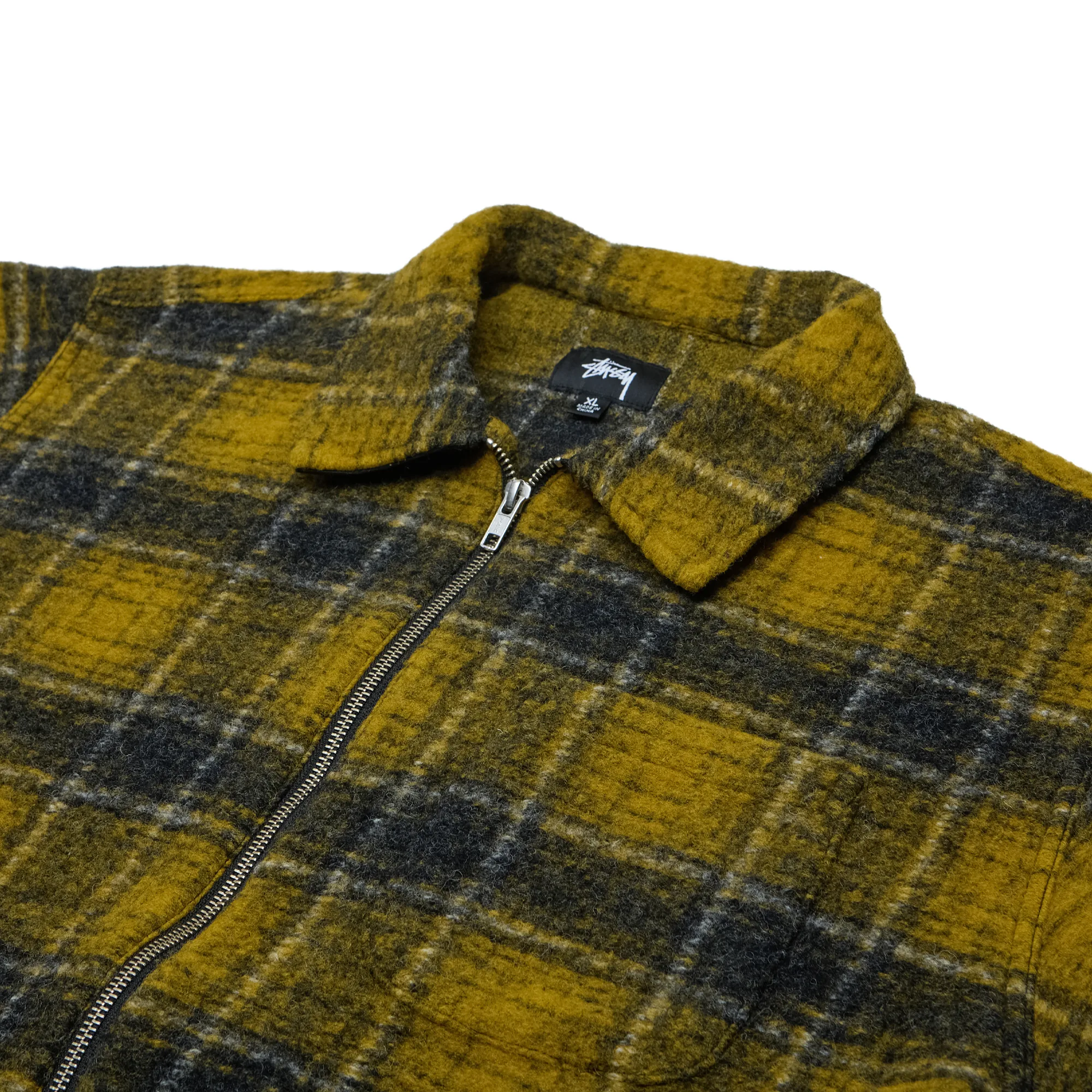 Рубашка Stussy Wool Plaid Zip Shirt 'Yellow'