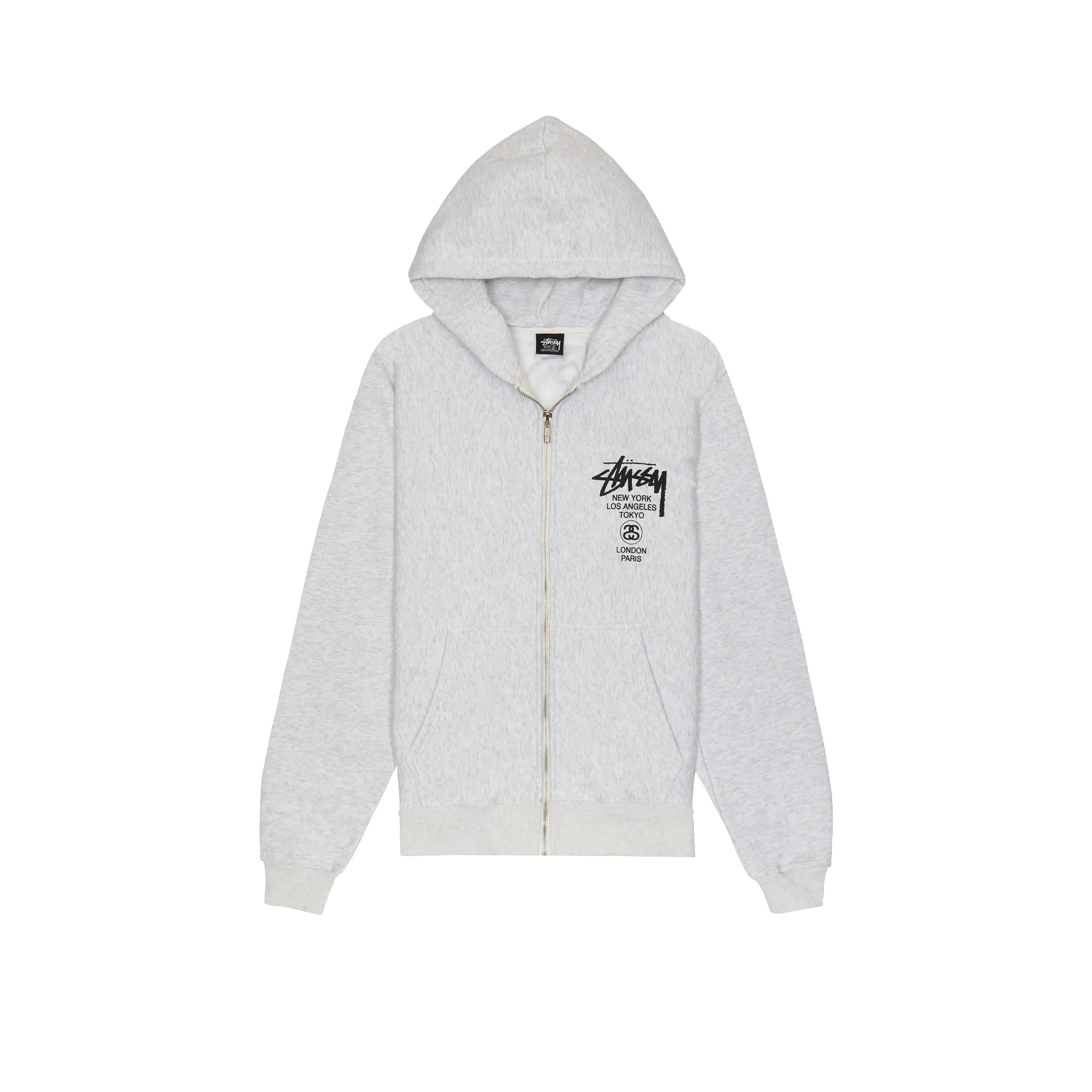 Худи Stussy World Tour Zip Hoodie 'Ash Heather'