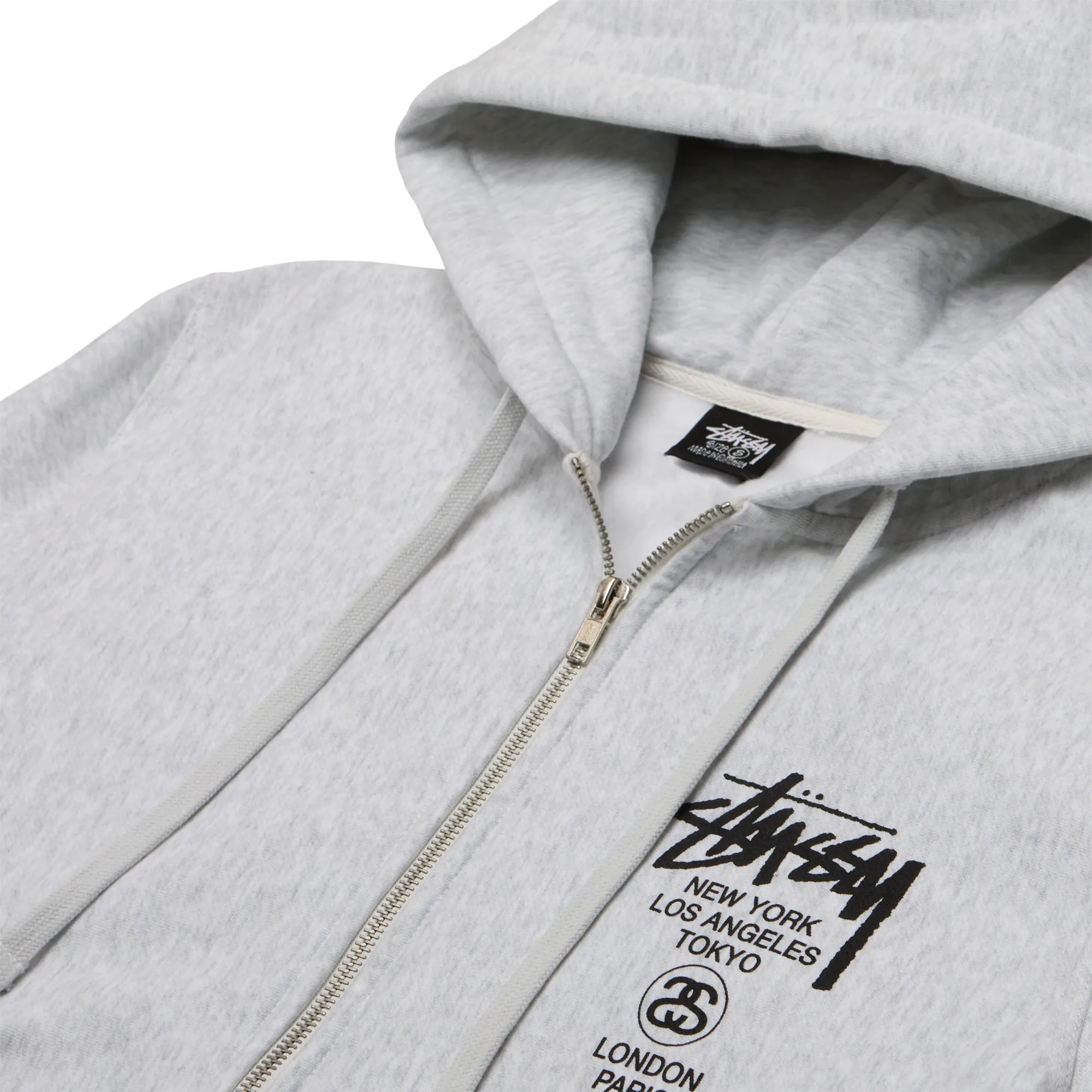Худи Stussy World Tour Zip Hoodie 'Ash Heather'
