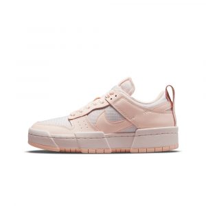Нежно-розовые Nike Dunk Low Disrupt с платформой, белые акценты и текстильная сетка для дышащего комфорта