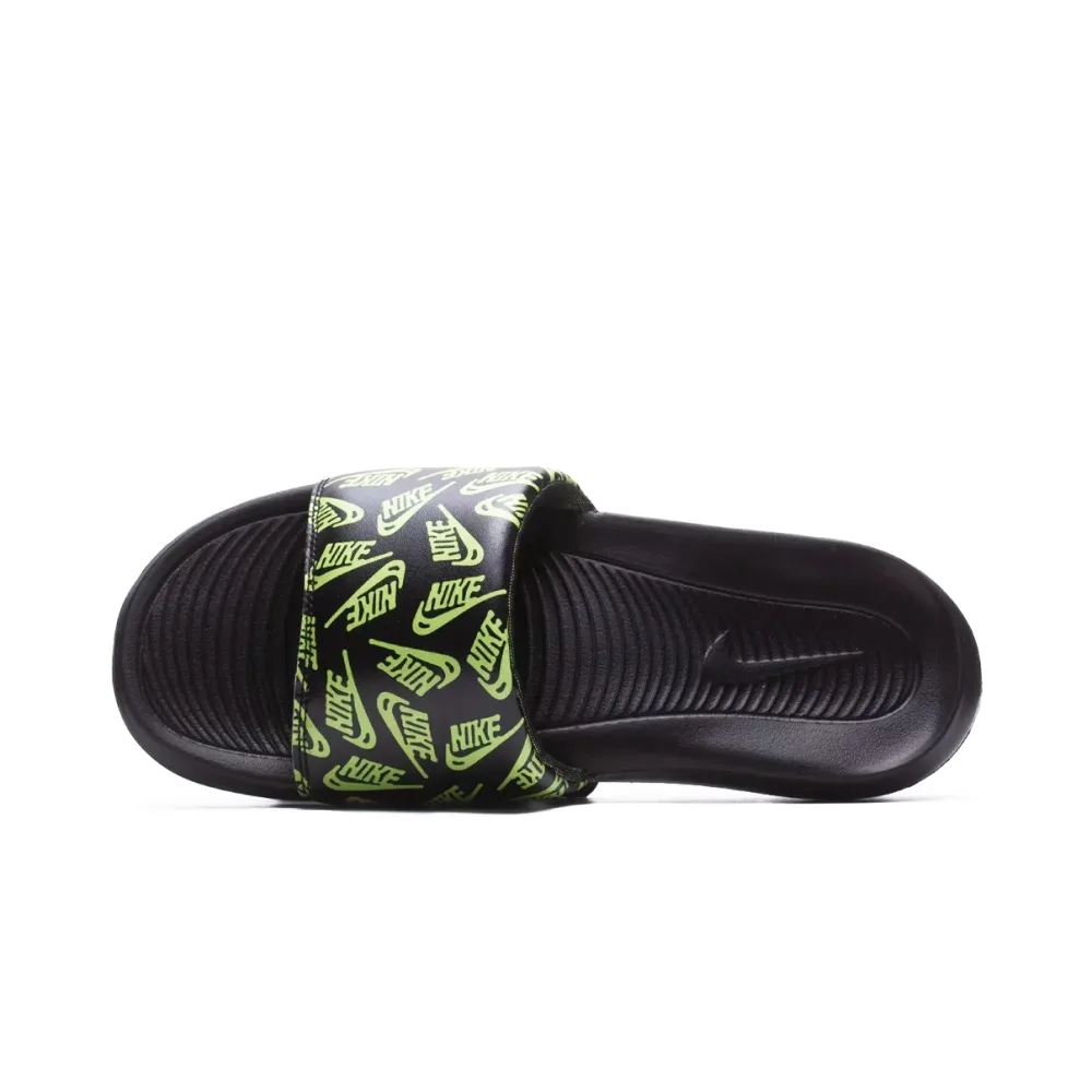 Черные сабо с ярким желтым паттерном Nike, контурная стелька и стильный акцент для уличного лука