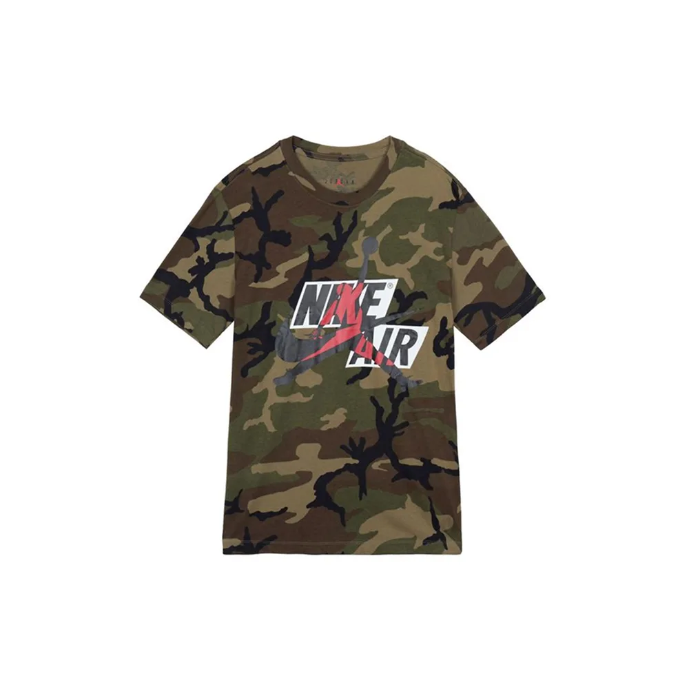 Jordan Jumpman Classics Camo Olive — фронтальный вид, оливковый камуфляж, логотип Jumpman на груди