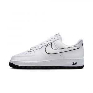 Nike Air Force 1 Low White Black Outline Swoosh, боковой ракурс, белый верх с черным контуром Swoosh