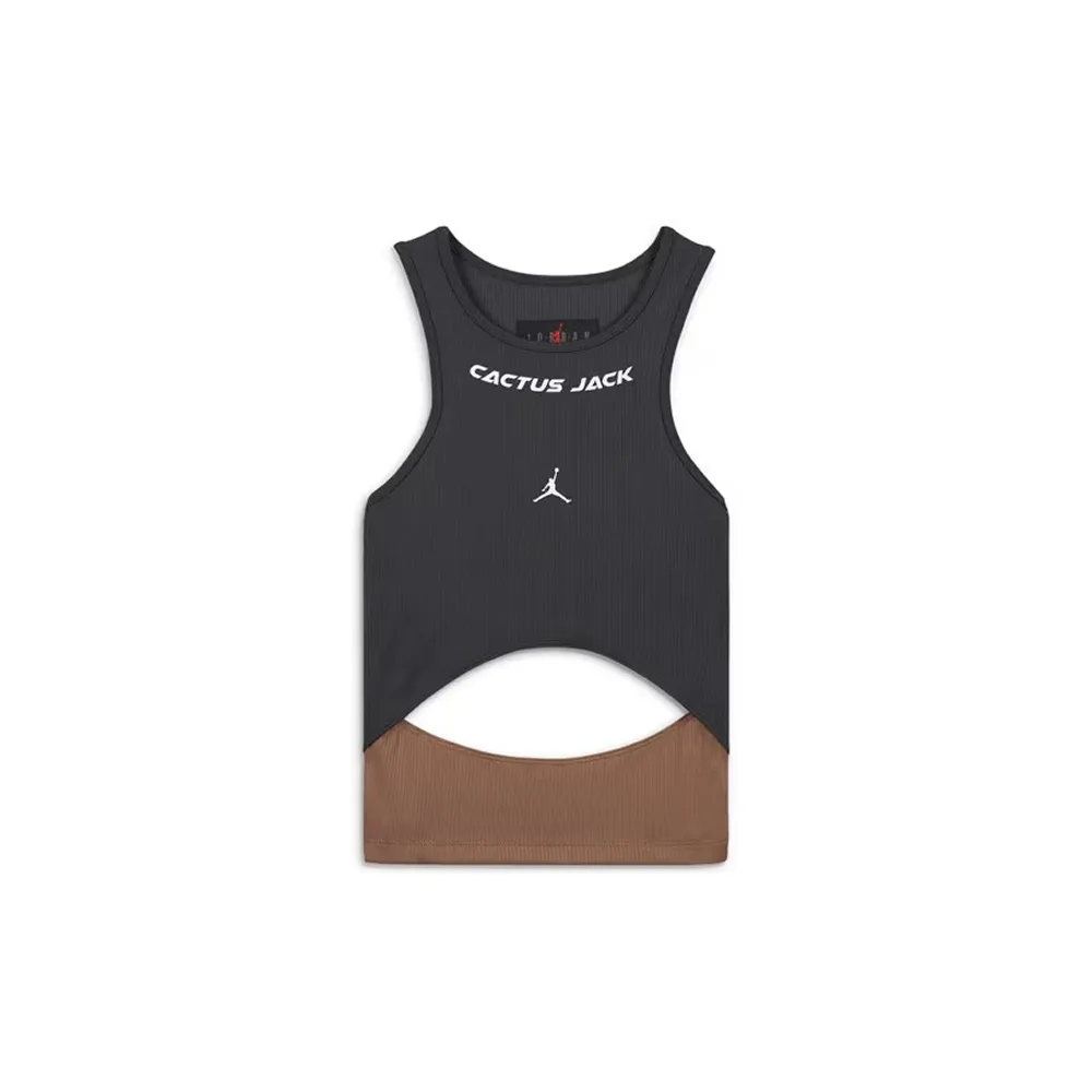 Стильный tank top Jordan x Travis Scott в анфас, фирменный дизайн Cactus Jack