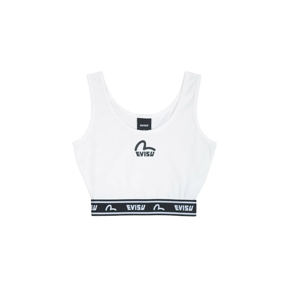 Evisu Seagull Print Crop Top White
