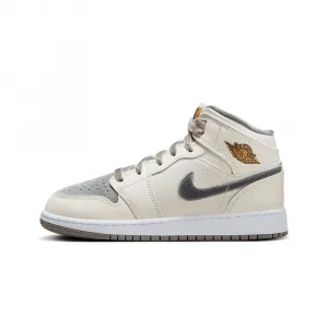 Кроссовки детские Nike Air Jordan 1 Mid SE Grey Velvet Toe (GS)