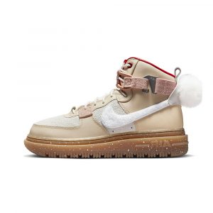 Кроссовки Nike Air Force 1 High Utility красно-золотые, вид сбоку