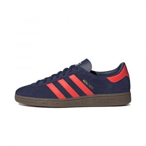 Кроссовки Adidas Munchen, Dark Blue Solar Red: тёмно-синие с красным, стильный дизайн