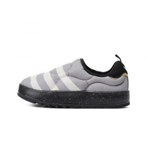 Слипоны Adidas Puffylette, Semi Spark Dark Grey, темно-серые с мягкой подошвой, стильные и удобные