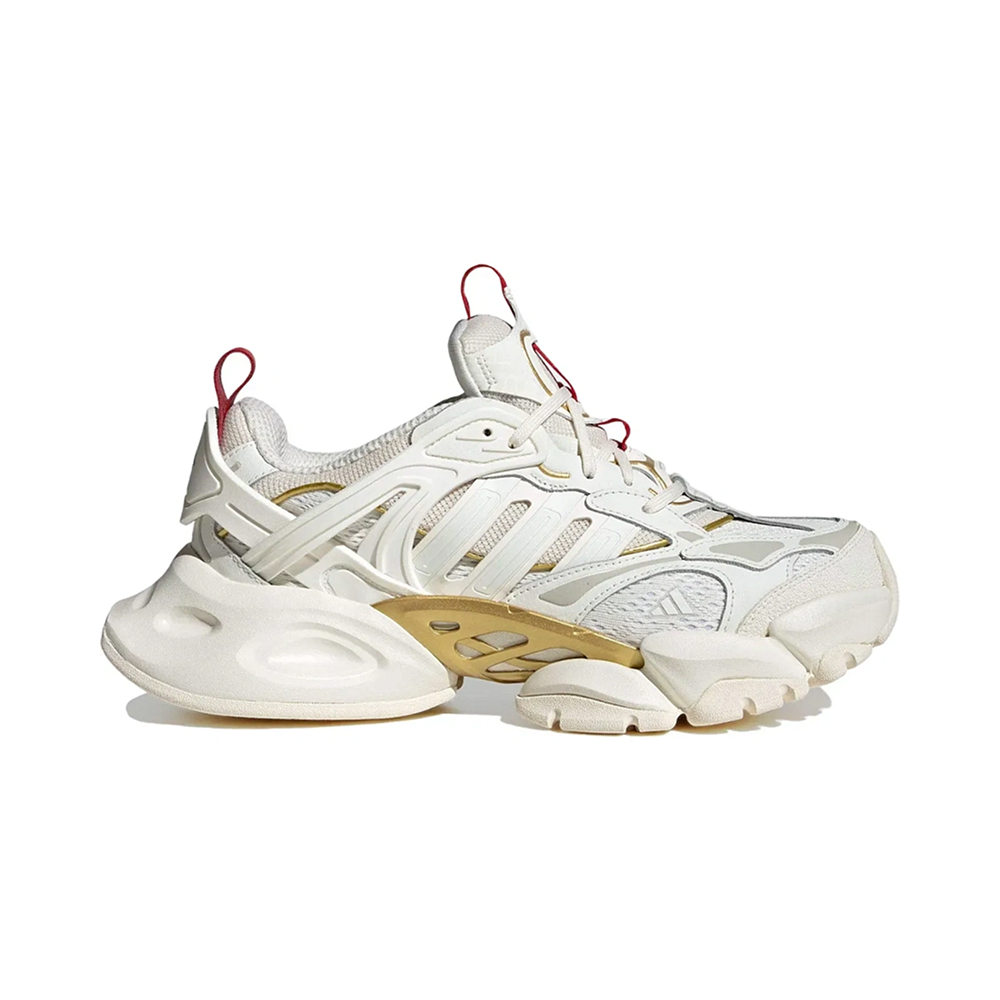 Кроссовки Adidas XLG Runner Deluxe, Off White Gold Metallic Red, стильные белые с золотыми и красными акцентами, идеальны для моды
