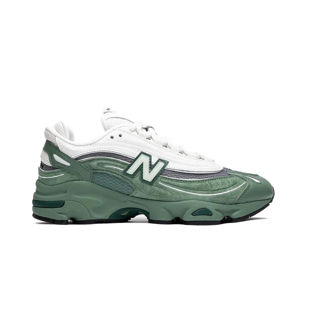 Кроссовки New Balance 1000, Green Grey, боковой ракурс, зеленовато-серые, с текстурной подошвой