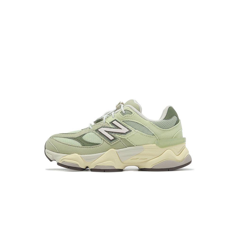 Кроссовки детские New Balance 9060, Olivine Lace Toggle в оливковом с удобной шнуровкой