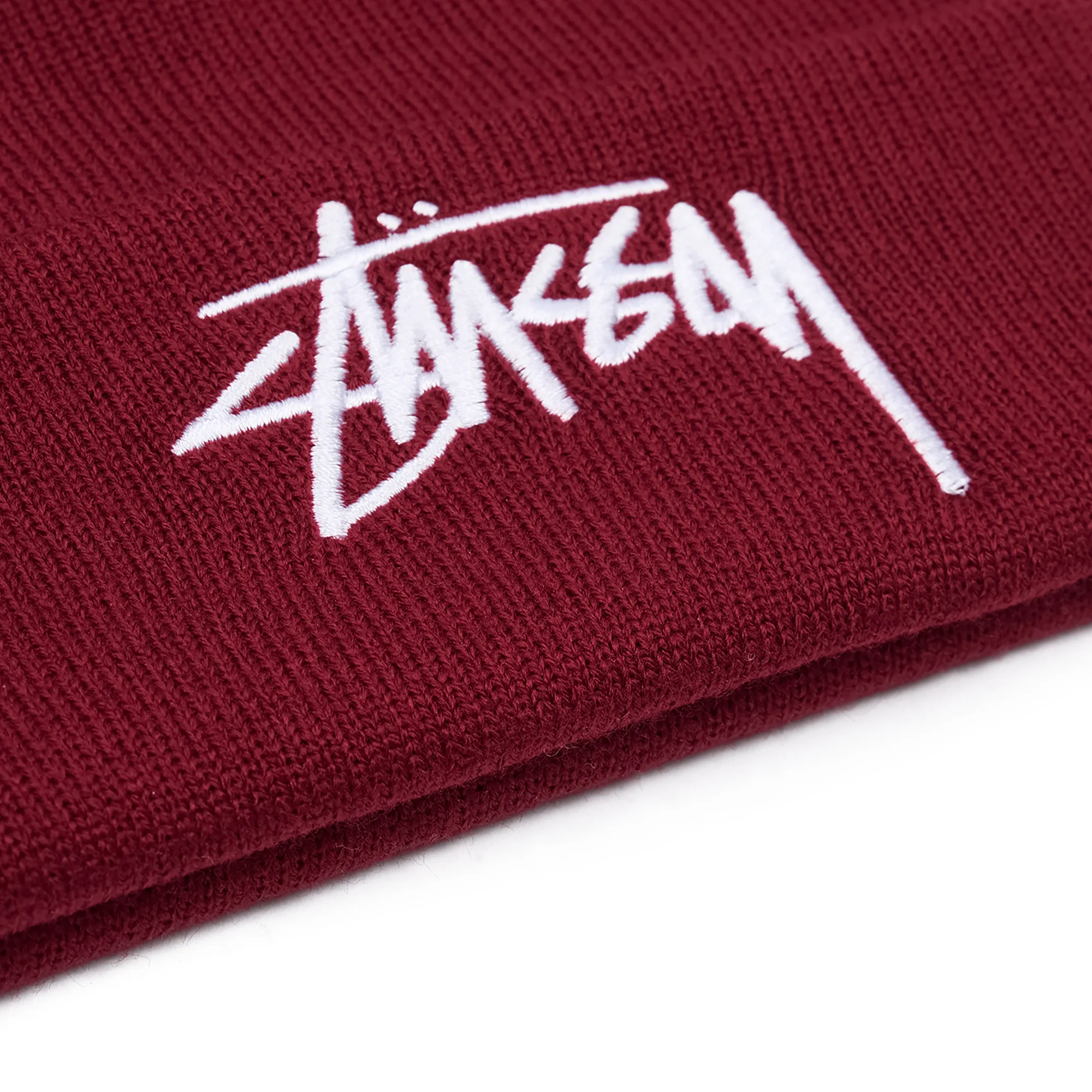 Шапка Stussy Big Stock Cuff Beanie Burgundy